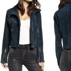 Blank NYC Women’s Suede Moto Jacket Teal
